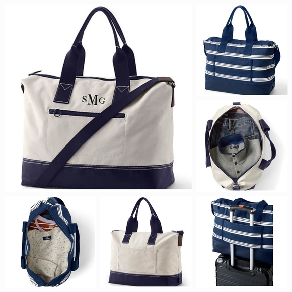 Lands End Print Canvas Weekender Duffle Bag - Picture 1 of 4